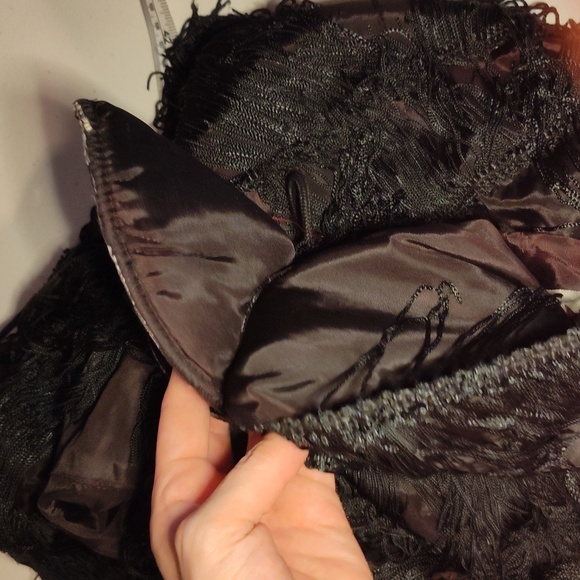 VTG 80s/70s TD4 fringe Black Mini dress Fully lined size small 7/8  20s style - Picture 15 of 15